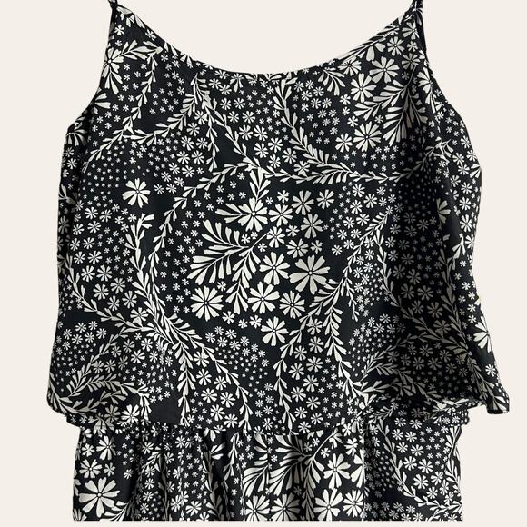 CeCe Black White Floral Print Wide Leg Sleeveless Jumpsuit Size M - Picture 3 of 11